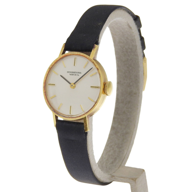 國際手錶公司(IWC)復古手錶,41型機芯,18K黃金錶殼,皮革錶帶,手動上鍊,模擬顯示,銀色錶盤,女士款。-1