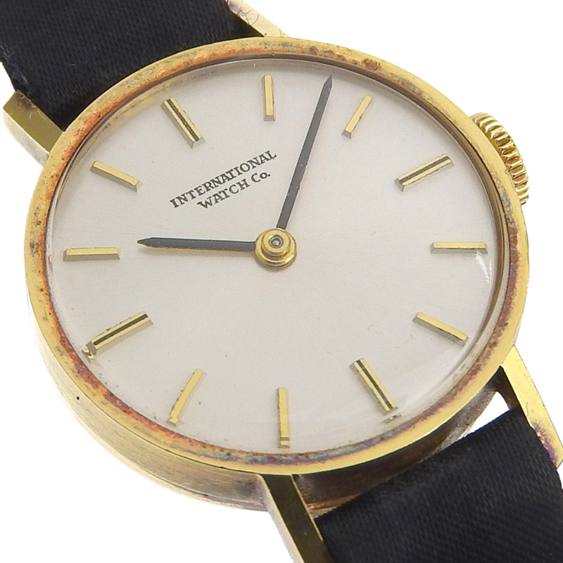 國際手錶公司(IWC)復古手錶,41型機芯,18K黃金錶殼,皮革錶帶,手動上鍊,模擬顯示,銀色錶盤,女士款。-2