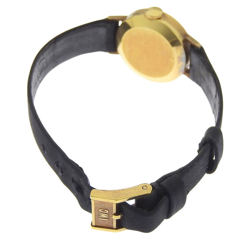 國際手錶公司(IWC)復古手錶,41型機芯,18K黃金錶殼,皮革錶帶,手動上鍊,模擬顯示,銀色錶盤,女士款。-3