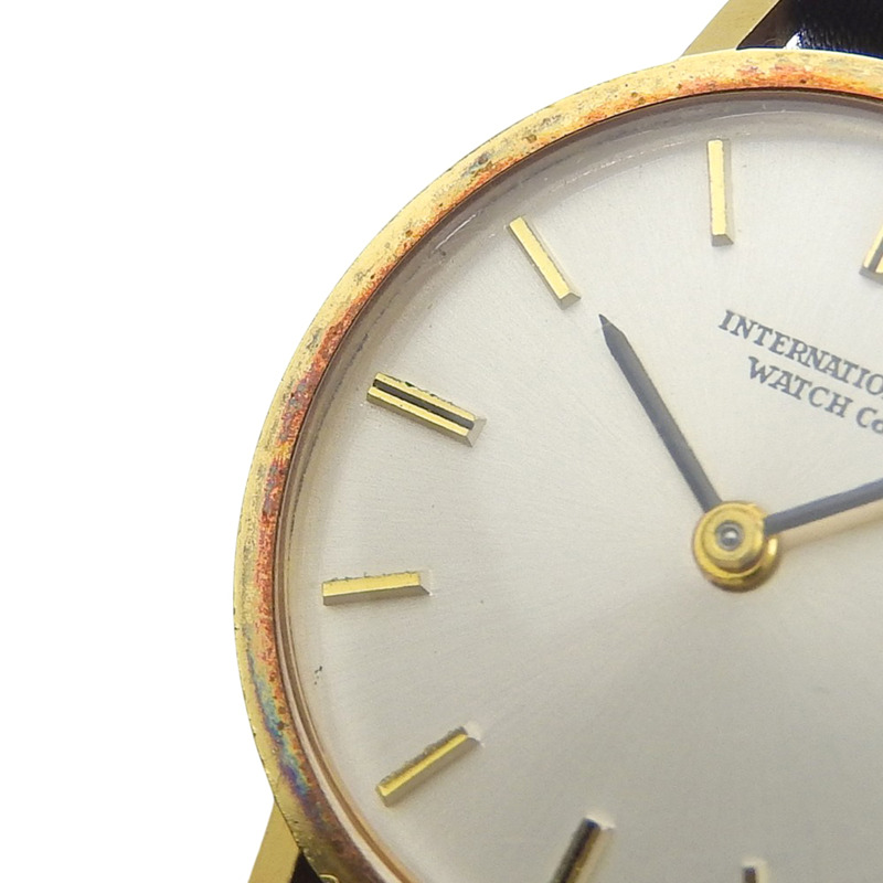 國際手錶公司(IWC)復古手錶,41型機芯,18K黃金錶殼,皮革錶帶,手動上鍊,模擬顯示,銀色錶盤,女士款。-7