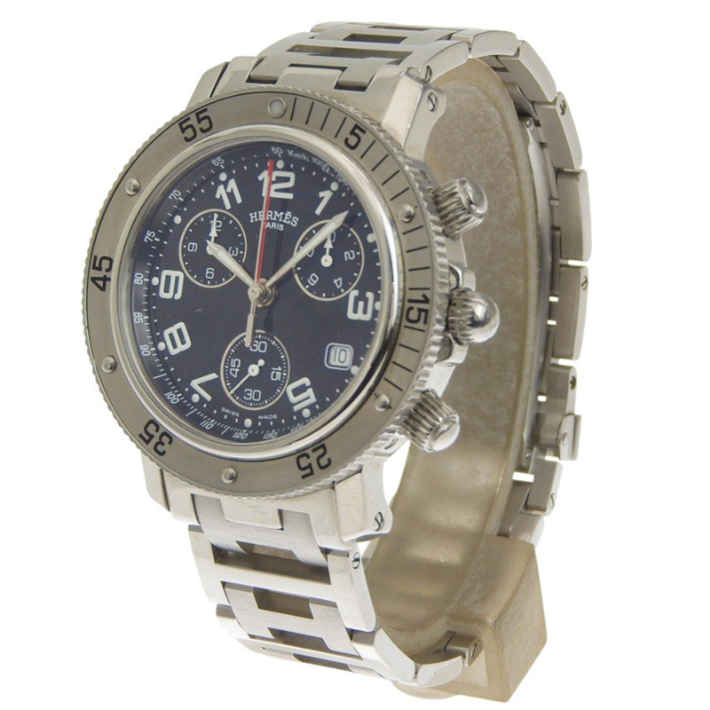 愛馬仕 Clipper 手錶 CL2.910,不鏽鋼,石英,計時碼錶,黑色錶盤,男士。-1