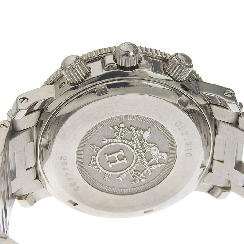 愛馬仕 Clipper 手錶 CL2.910,不鏽鋼,石英,計時碼錶,黑色錶盤,男士。-5