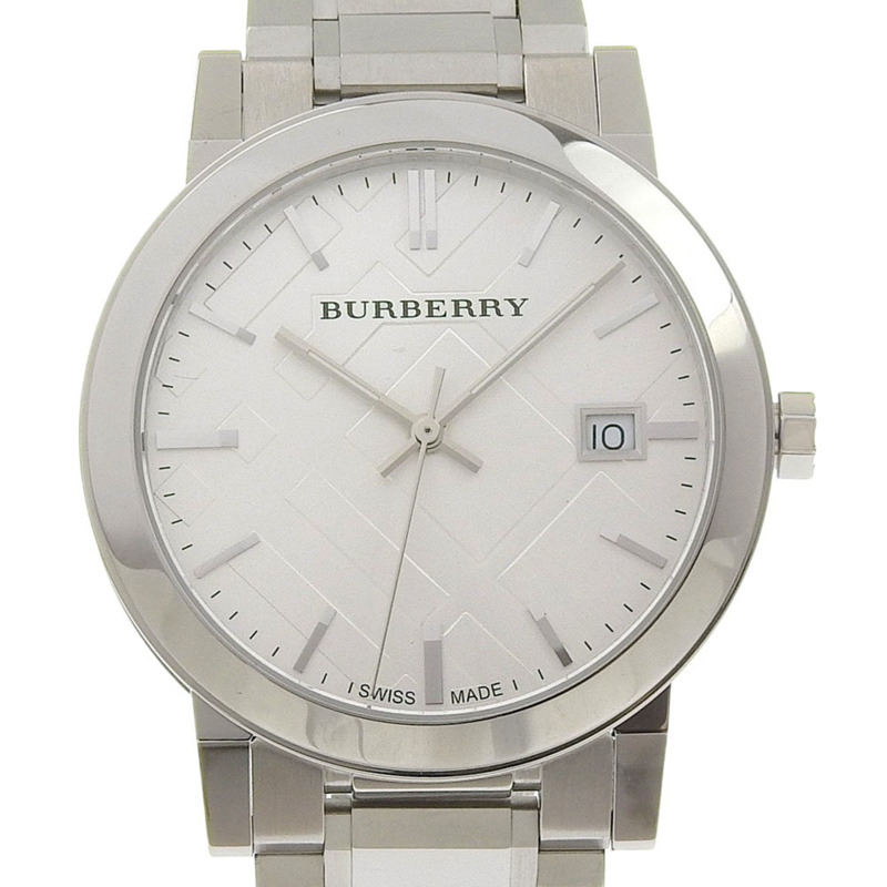 Burberry BU9000 不鏽鋼手錶,銀色,石英,模擬顯示,銀色錶盤,女士款。-0