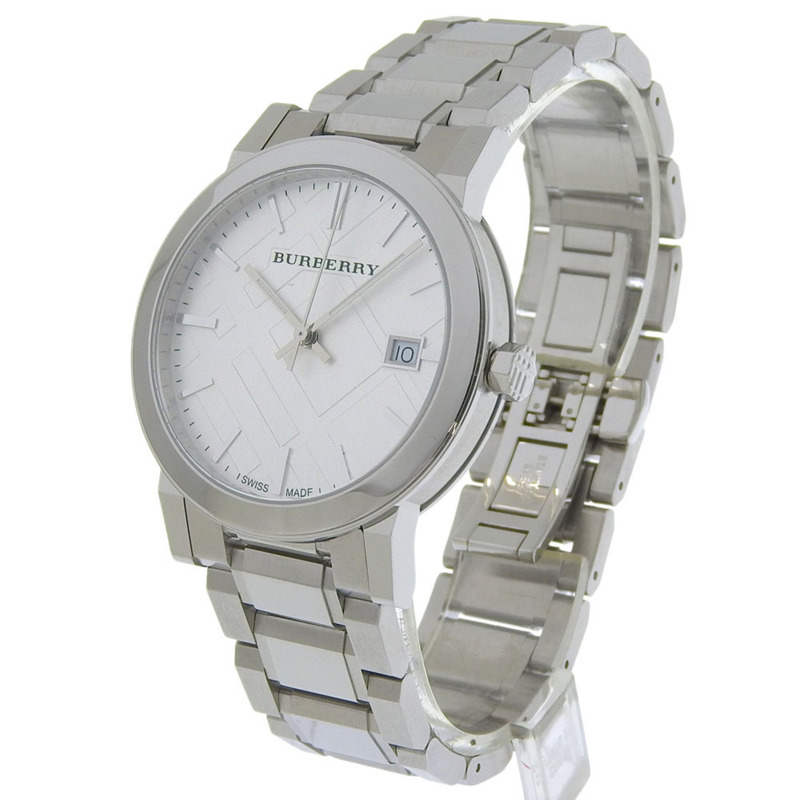 Burberry BU9000 不鏽鋼手錶,銀色,石英,模擬顯示,銀色錶盤,女士款。-1