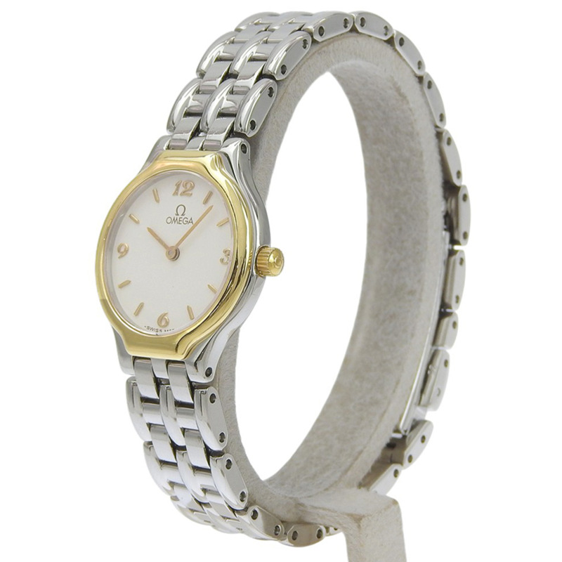 歐米茄碟飛腕錶,1455 4360.62 機芯,不鏽鋼,石英,模擬顯示,白色錶盤,女款。-1