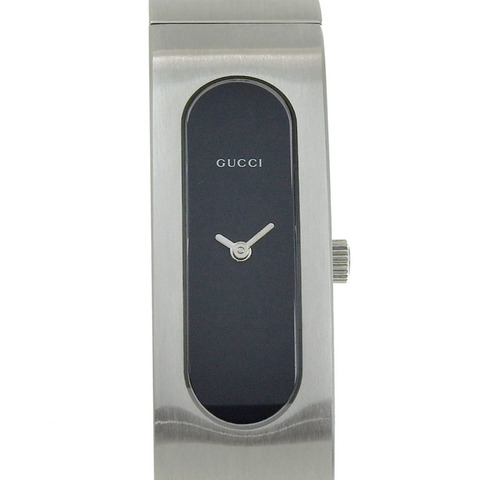 Gucci 2400S 女士不鏽鋼黑色石英模擬腕錶，附錶盤
