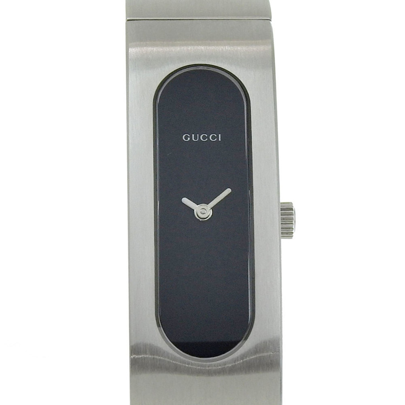 Gucci 2400S 女士不鏽鋼黑色石英模擬腕錶，附錶盤-0