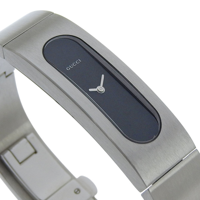 Gucci 2400S 女士不鏽鋼黑色石英模擬腕錶，附錶盤-2