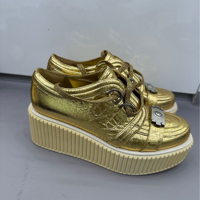 Chanel 金色休閒鞋 厚底 38碼-1