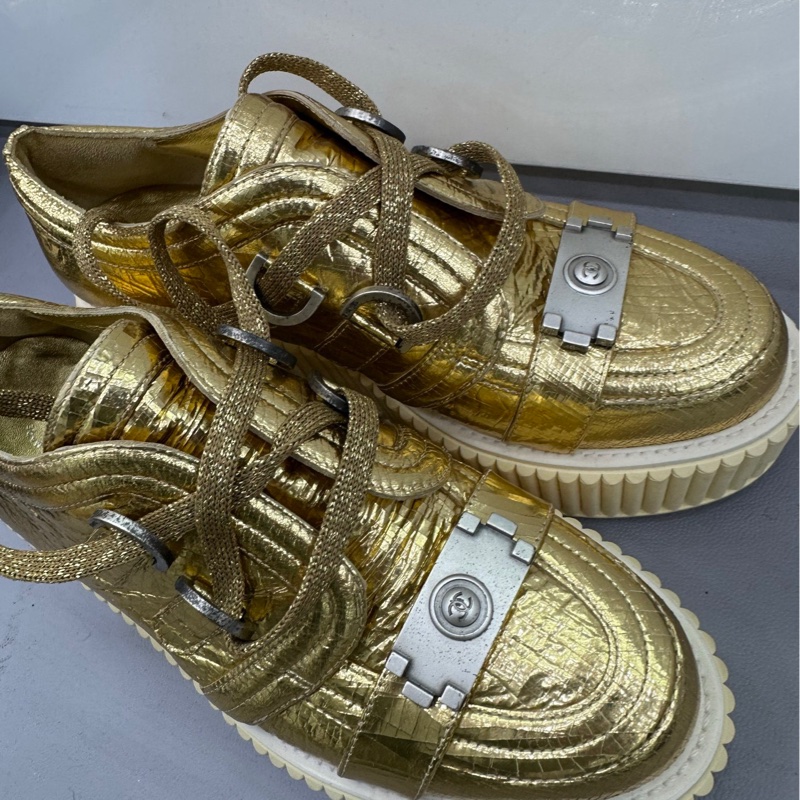 Chanel 金色休閒鞋 厚底 38碼-2