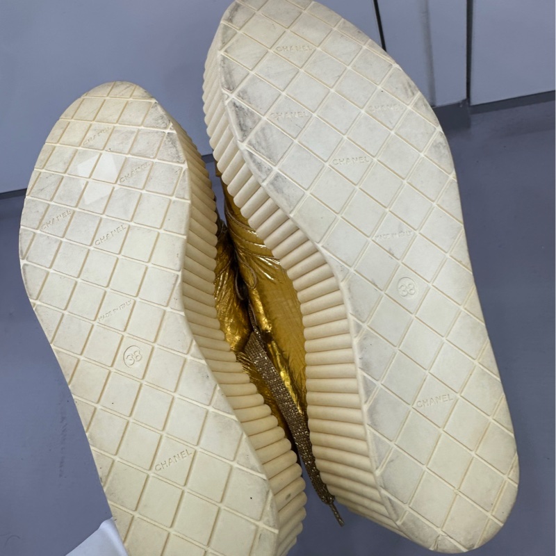 Chanel 金色休閒鞋 厚底 38碼-4