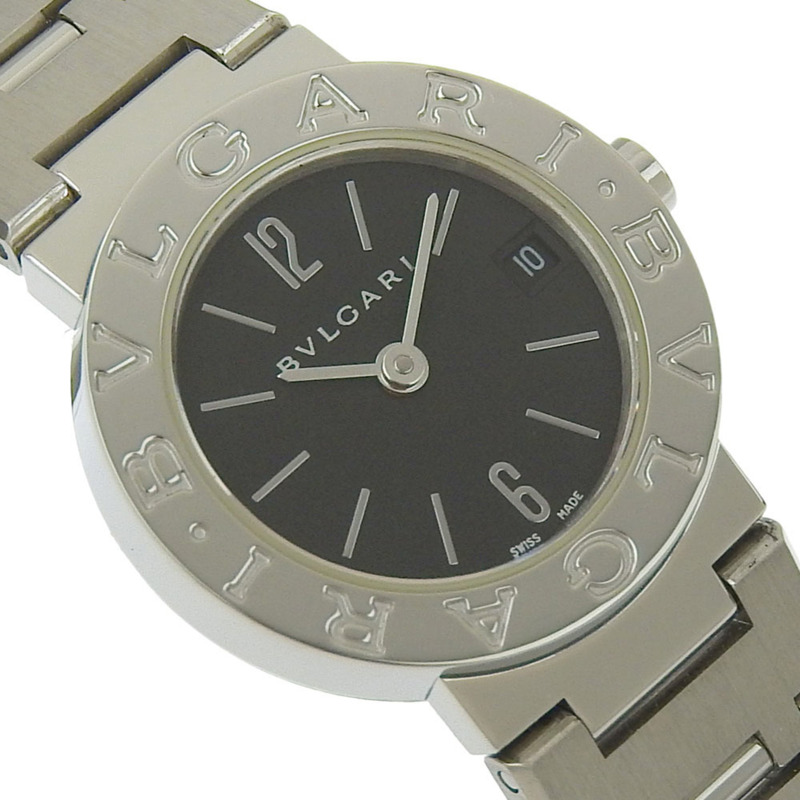 寶格麗 (BVLGARI) BB23SS 女士腕錶，不鏽鋼石英錶殼，黑色錶盤，指針式顯示。-2