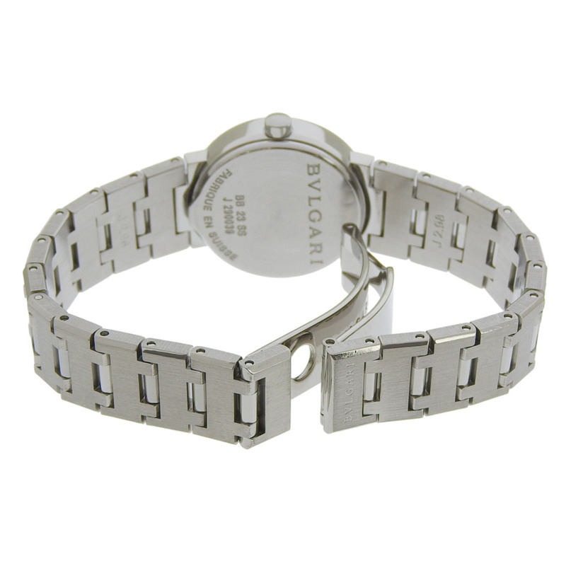 寶格麗 (BVLGARI) BB23SS 女士腕錶，不鏽鋼石英錶殼，黑色錶盤，指針式顯示。-4