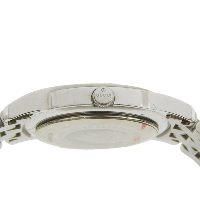 Gucci 5500L 女士不鏽鋼石英模擬腕錶，白色珍珠母貝錶盤-6