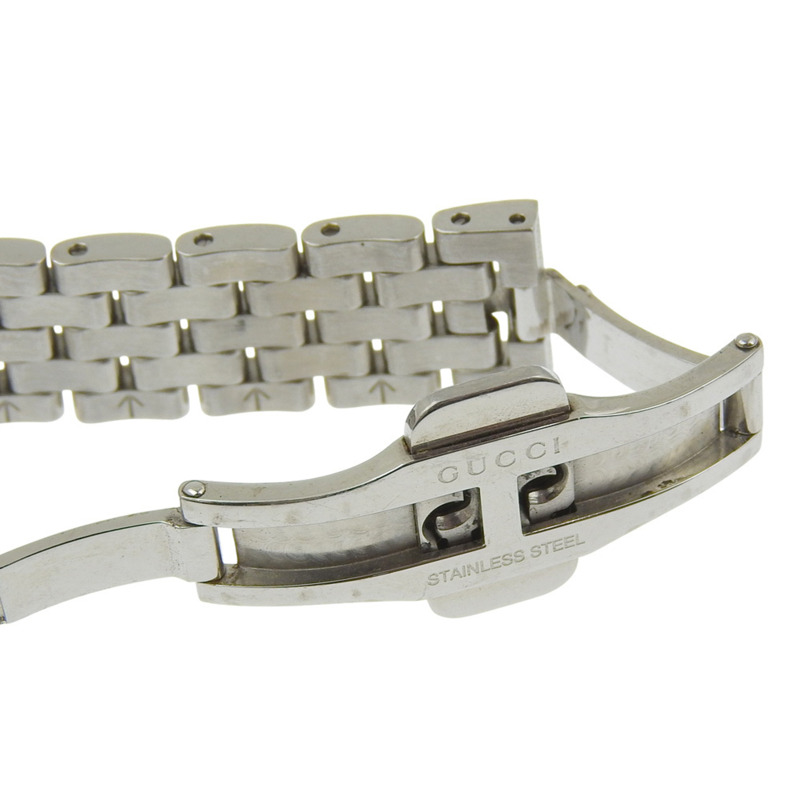 Gucci 5500L 女士不鏽鋼石英模擬腕錶，白色珍珠母貝錶盤-7