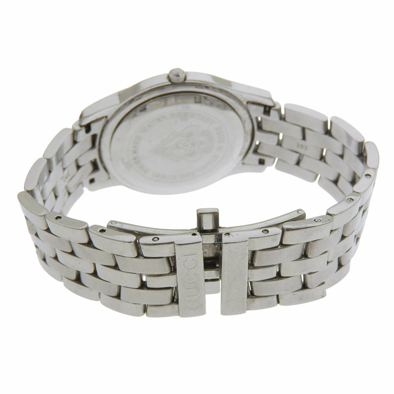 Gucci 5500M 不鏽鋼腕錶，銀色，石英機芯，指針式顯示，銀色錶盤，女錶-4