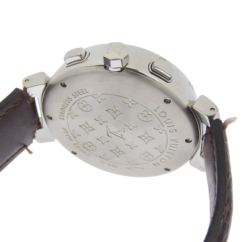 路易威登 Tambour 手錶，cal.2894-2 Q1122，不鏽鋼 x 皮革錶帶，自動上鍊，計時碼錶，棕色錶盤，男士。-4