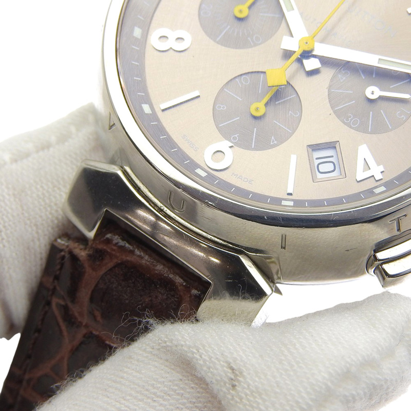 路易威登 Tambour 手錶，cal.2894-2 Q1122，不鏽鋼 x 皮革錶帶，自動上鍊，計時碼錶，棕色錶盤，男士。-5