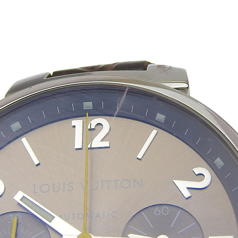 路易威登 Tambour 手錶，cal.2894-2 Q1122，不鏽鋼 x 皮革錶帶，自動上鍊，計時碼錶，棕色錶盤，男士。-7