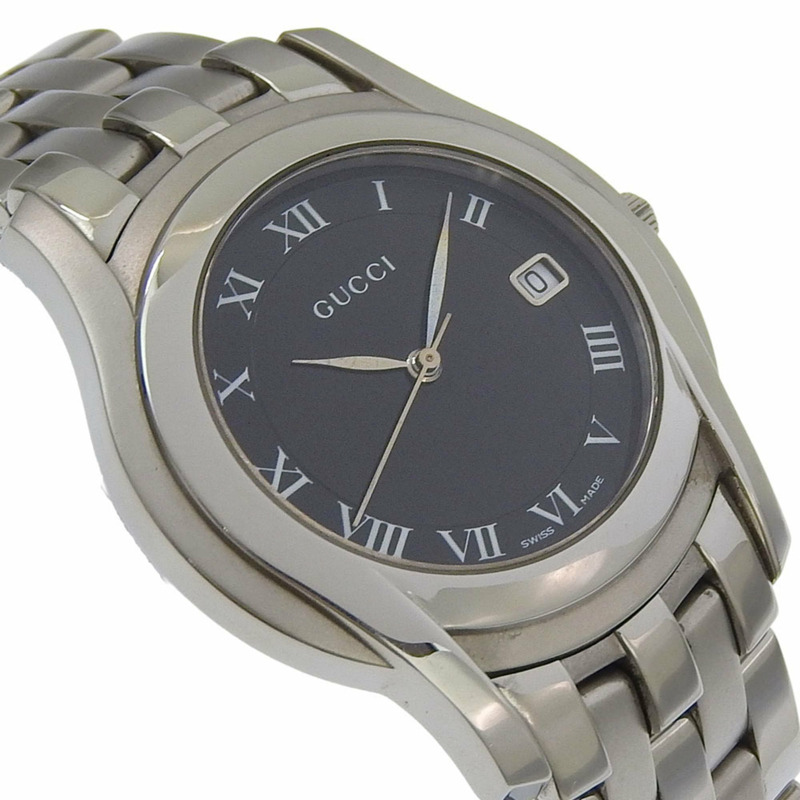 Gucci 5500M 女士不鏽鋼黑色石英模擬腕錶,附錶盤-2