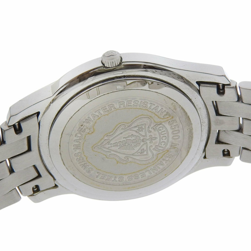 Gucci 5500M 女士不鏽鋼黑色石英模擬腕錶,附錶盤-5