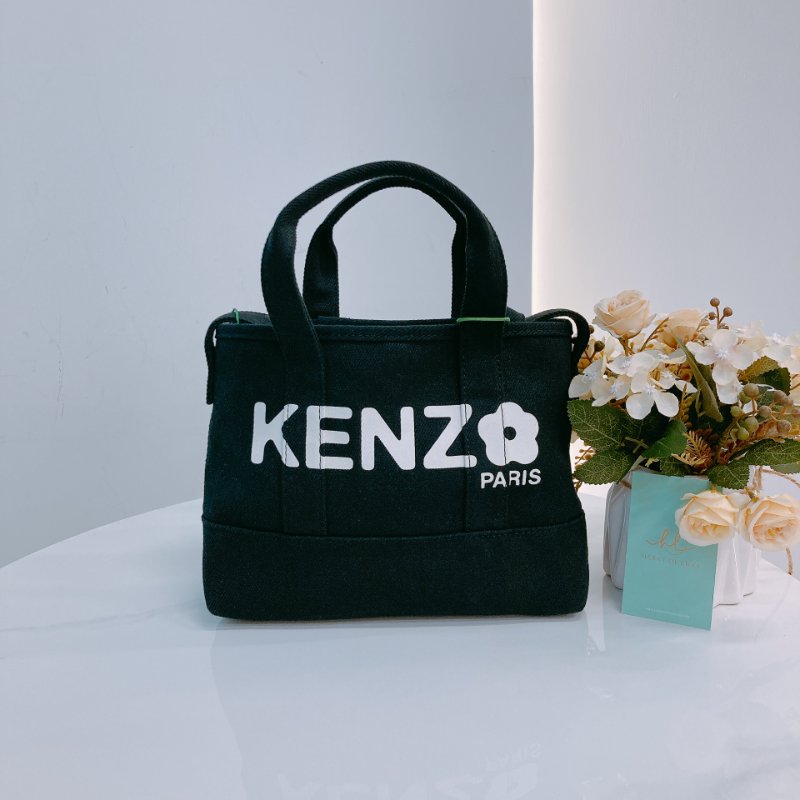 MS0629 Kenzo 凱卓 高田賢三 托特包 斜背包 單肩包 小號 帆布 挺立 黑色 銀扣 Utility Tote Bag Small Canvas Black x PHW-0