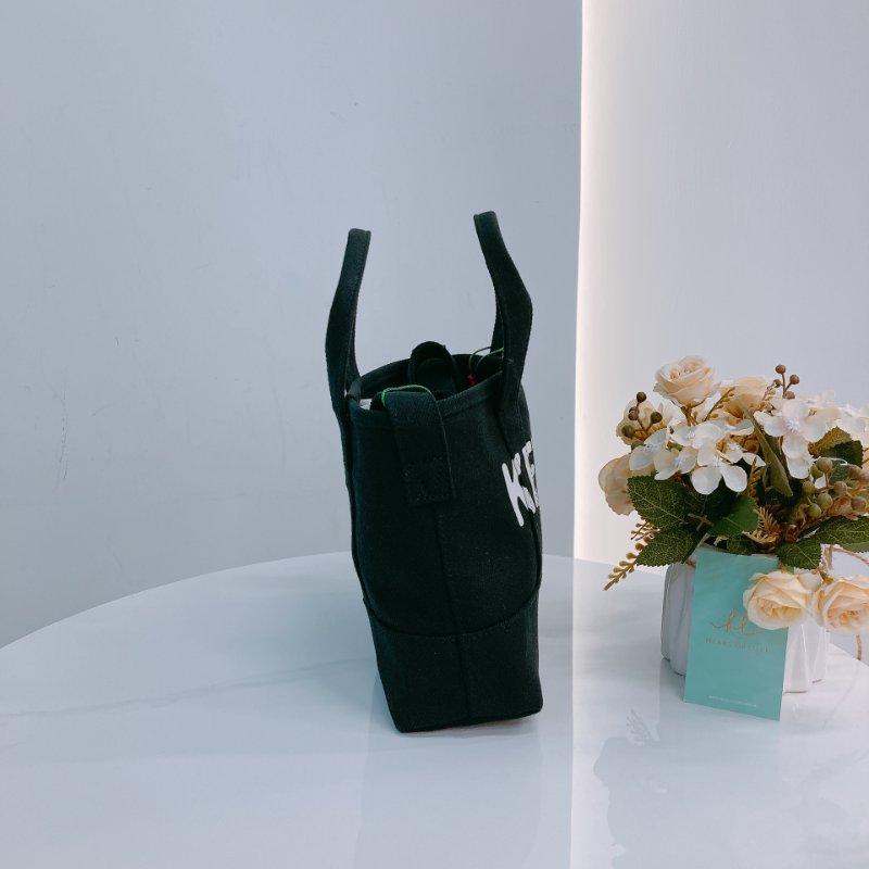 MS0629 Kenzo 凱卓 高田賢三 托特包 斜背包 單肩包 小號 帆布 挺立 黑色 銀扣 Utility Tote Bag Small Canvas Black x PHW-2