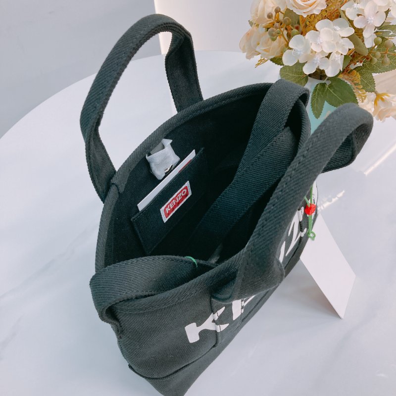 MS0629 Kenzo 凱卓 高田賢三 托特包 斜背包 單肩包 小號 帆布 挺立 黑色 銀扣 Utility Tote Bag Small Canvas Black x PHW-9