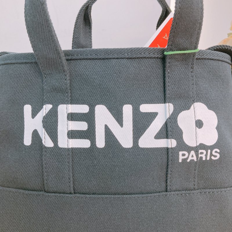 MS0629 Kenzo 凱卓 高田賢三 托特包 斜背包 單肩包 小號 帆布 挺立 黑色 銀扣 Utility Tote Bag Small Canvas Black x PHW-10