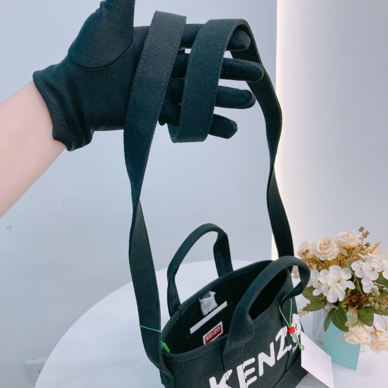MS0629 Kenzo 凱卓 高田賢三 托特包 斜背包 單肩包 小號 帆布 挺立 黑色 銀扣 Utility Tote Bag Small Canvas Black x PHW-11
