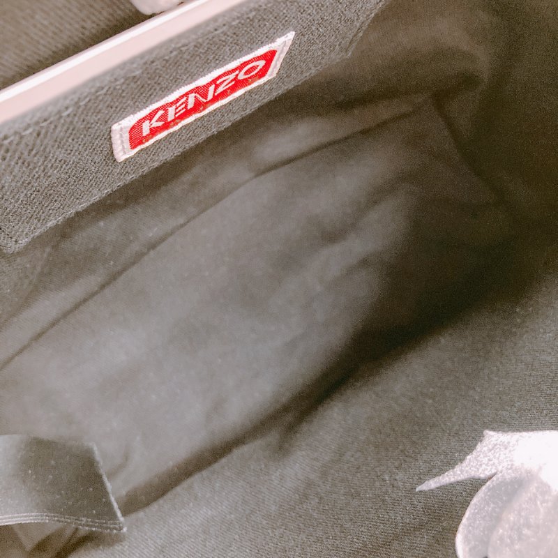 MS0629 Kenzo 凱卓 高田賢三 托特包 斜背包 單肩包 小號 帆布 挺立 黑色 銀扣 Utility Tote Bag Small Canvas Black x PHW-12