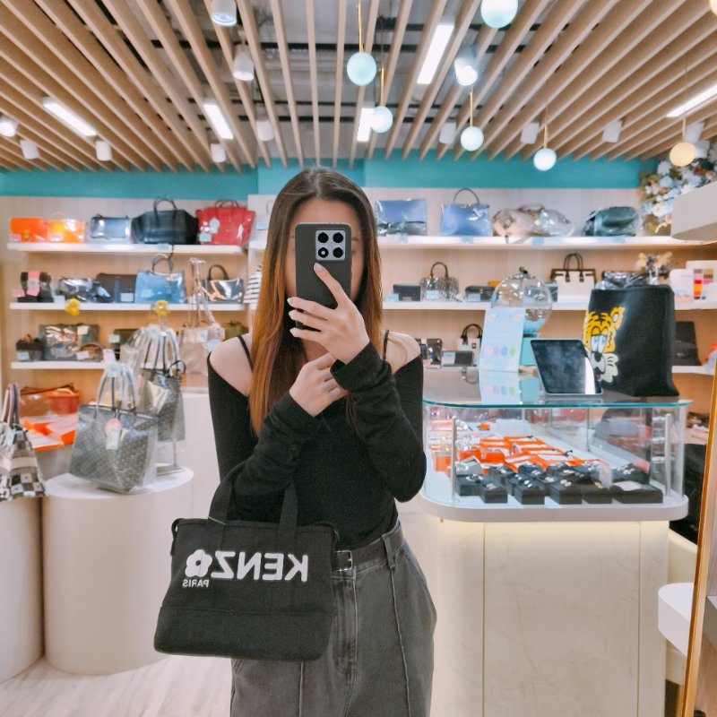 MS0629 Kenzo 凱卓 高田賢三 托特包 斜背包 單肩包 小號 帆布 挺立 黑色 銀扣 Utility Tote Bag Small Canvas Black x PHW-14