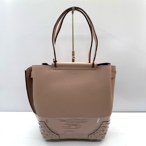 TODS 粉色牛皮肩背包