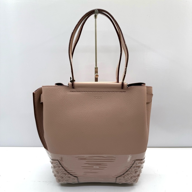 TODS 粉色牛皮肩背包-0