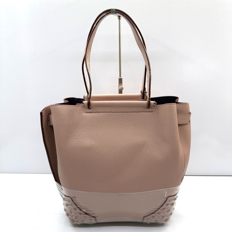 TODS 粉色牛皮肩背包-1