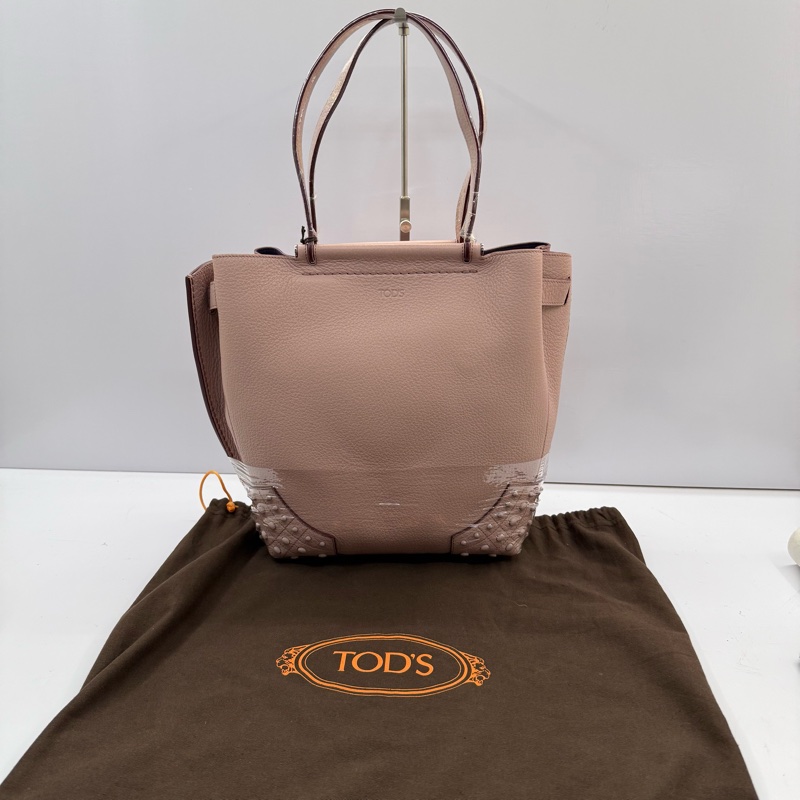 TODS 粉色牛皮肩背包-2