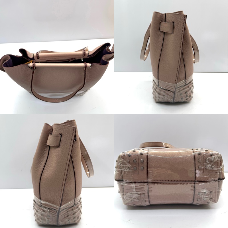 TODS 粉色牛皮肩背包-3