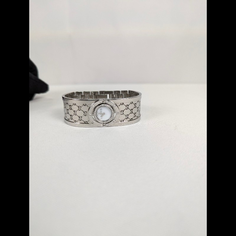 莉亞精品♡GUCCI 翻轉錶盤圓鑽錶 二手美品-1
