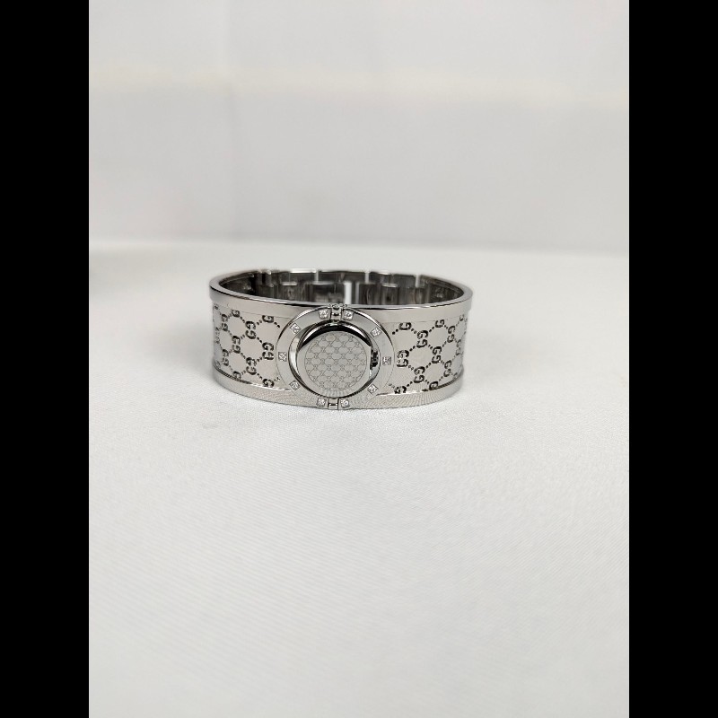 莉亞精品♡GUCCI 翻轉錶盤圓鑽錶 二手美品-2