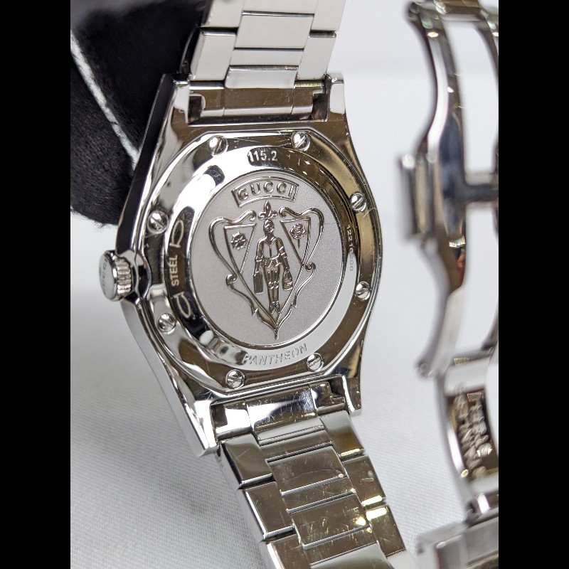 莉亞精品♡GUCCI 不鏽鋼圓框鑽錶 二手美品-2