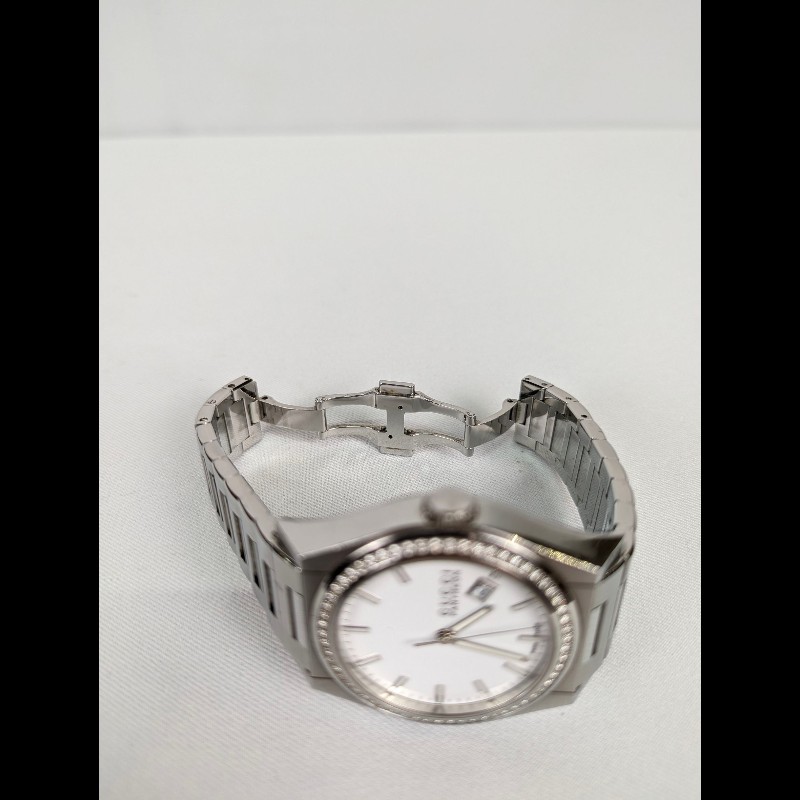 莉亞精品♡GUCCI 不鏽鋼圓框鑽錶 二手美品-3