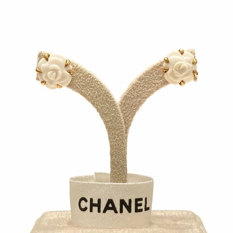CHANEL 香奈兒 山茶花系列耳釘 18K 白陶瓷