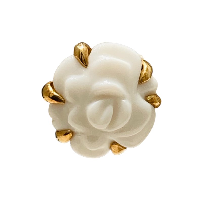 CHANEL 香奈兒 山茶花系列耳釘 18K 白陶瓷-2