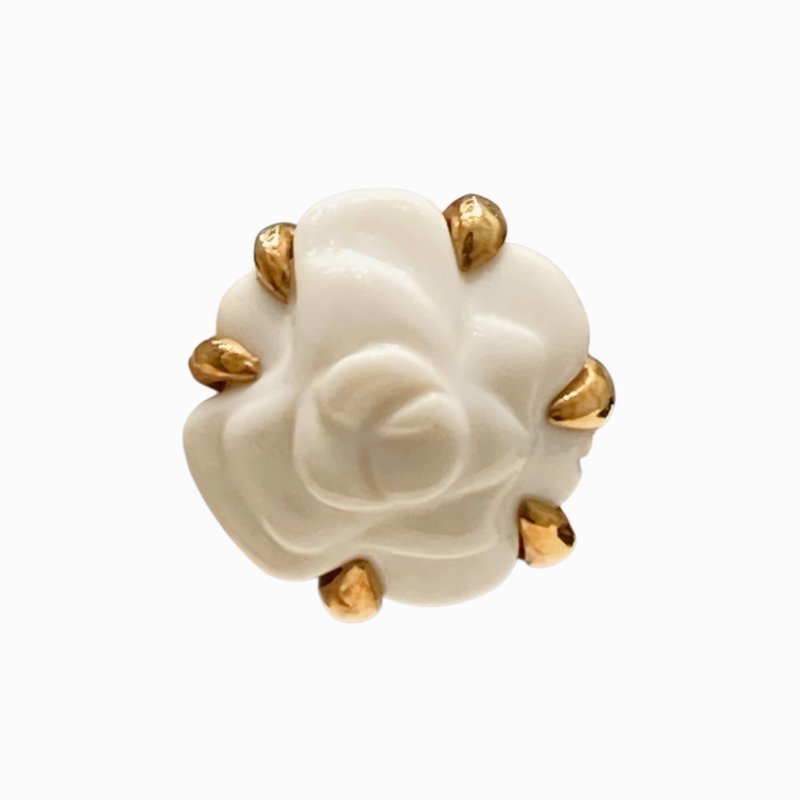 CHANEL 香奈兒 山茶花系列耳釘 18K 白陶瓷-3