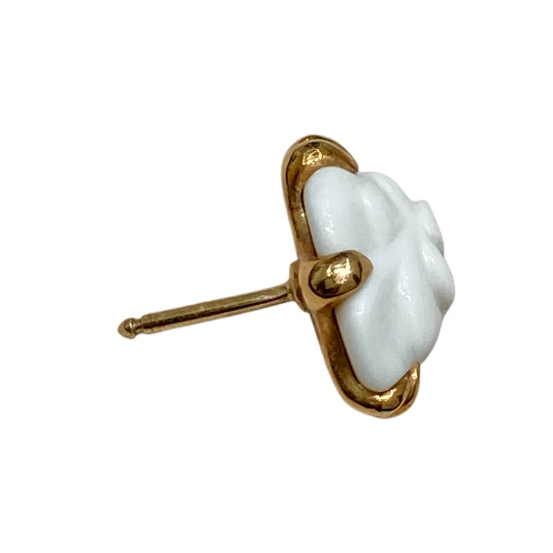 CHANEL 香奈兒 山茶花系列耳釘 18K 白陶瓷-8