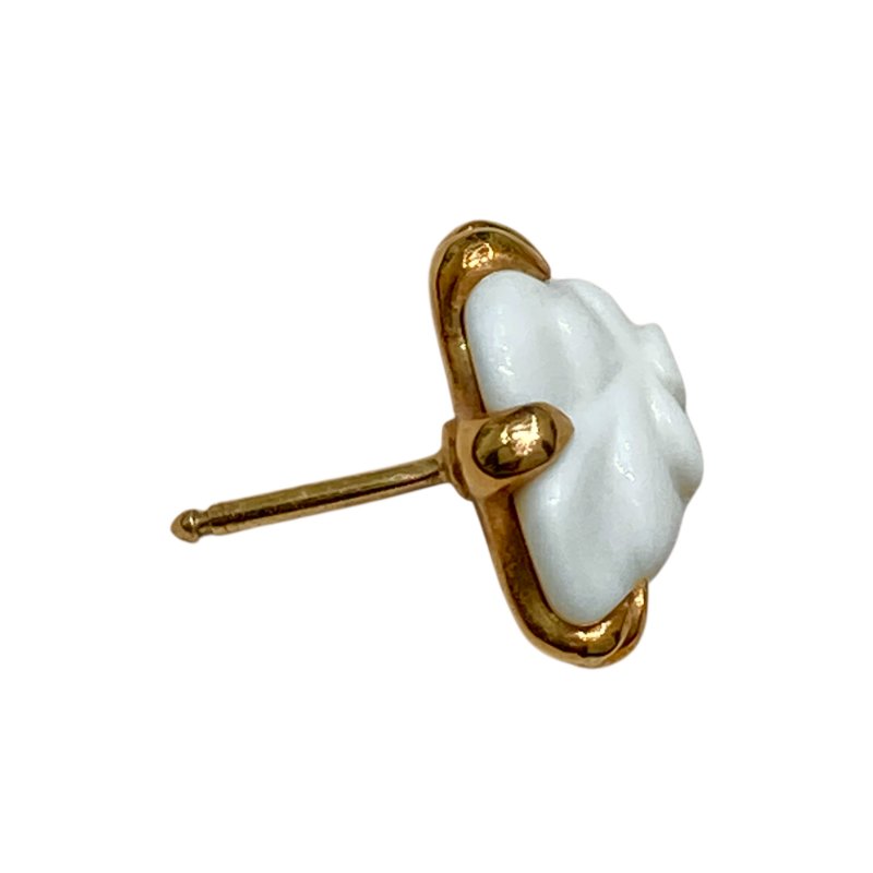 CHANEL 香奈兒 山茶花系列耳釘 18K 白陶瓷-9