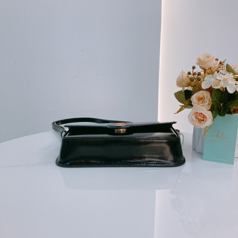 MS0630 Tory Burch 湯麗柏琦 長方形包 腋下 斜背 光滑牛皮 黑色 金扣 Robinson Spazzolato Rectangular Shoulder Bag Smooth Calfskin Black x GHW-4