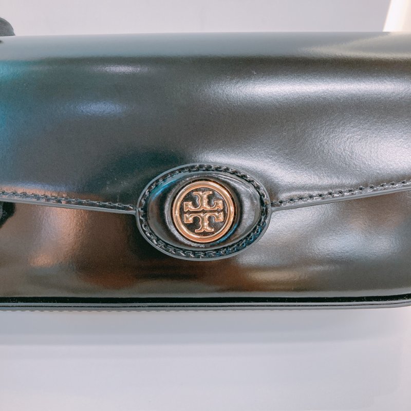 MS0630 Tory Burch 湯麗柏琦 長方形包 腋下 斜背 光滑牛皮 黑色 金扣 Robinson Spazzolato Rectangular Shoulder Bag Smooth Calfskin Black x GHW-10