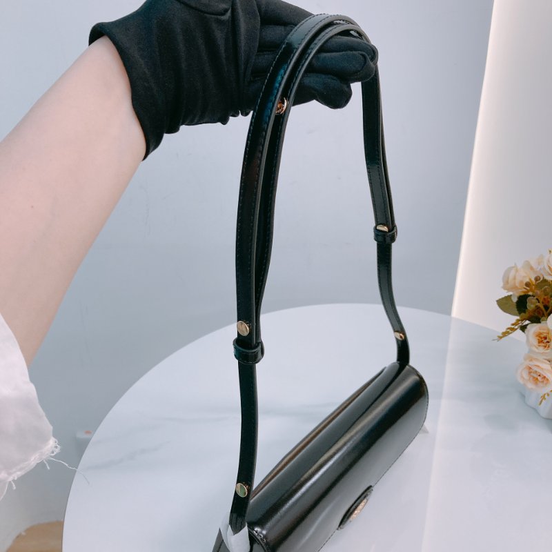 MS0630 Tory Burch 湯麗柏琦 長方形包 腋下 斜背 光滑牛皮 黑色 金扣 Robinson Spazzolato Rectangular Shoulder Bag Smooth Calfskin Black x GHW-15