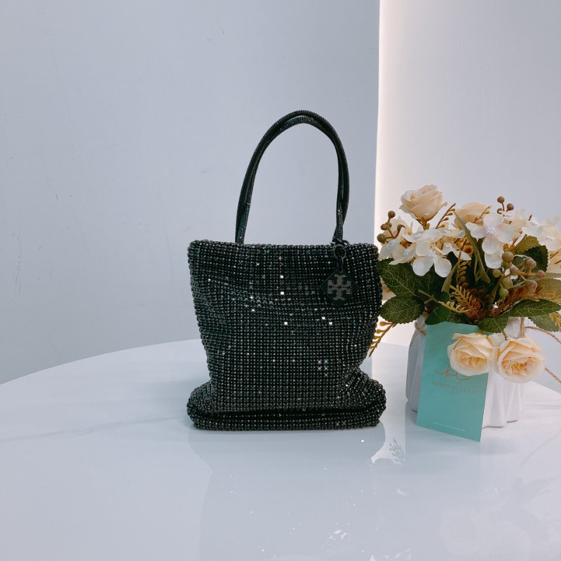 MS0631 Tory Burch 湯麗柏琦 黑水鑽 閃亮 貓頭鷹 迷你包 黑色 銀扣 Night Owl Tote Bag Mini Crystal Black x PHW-0
